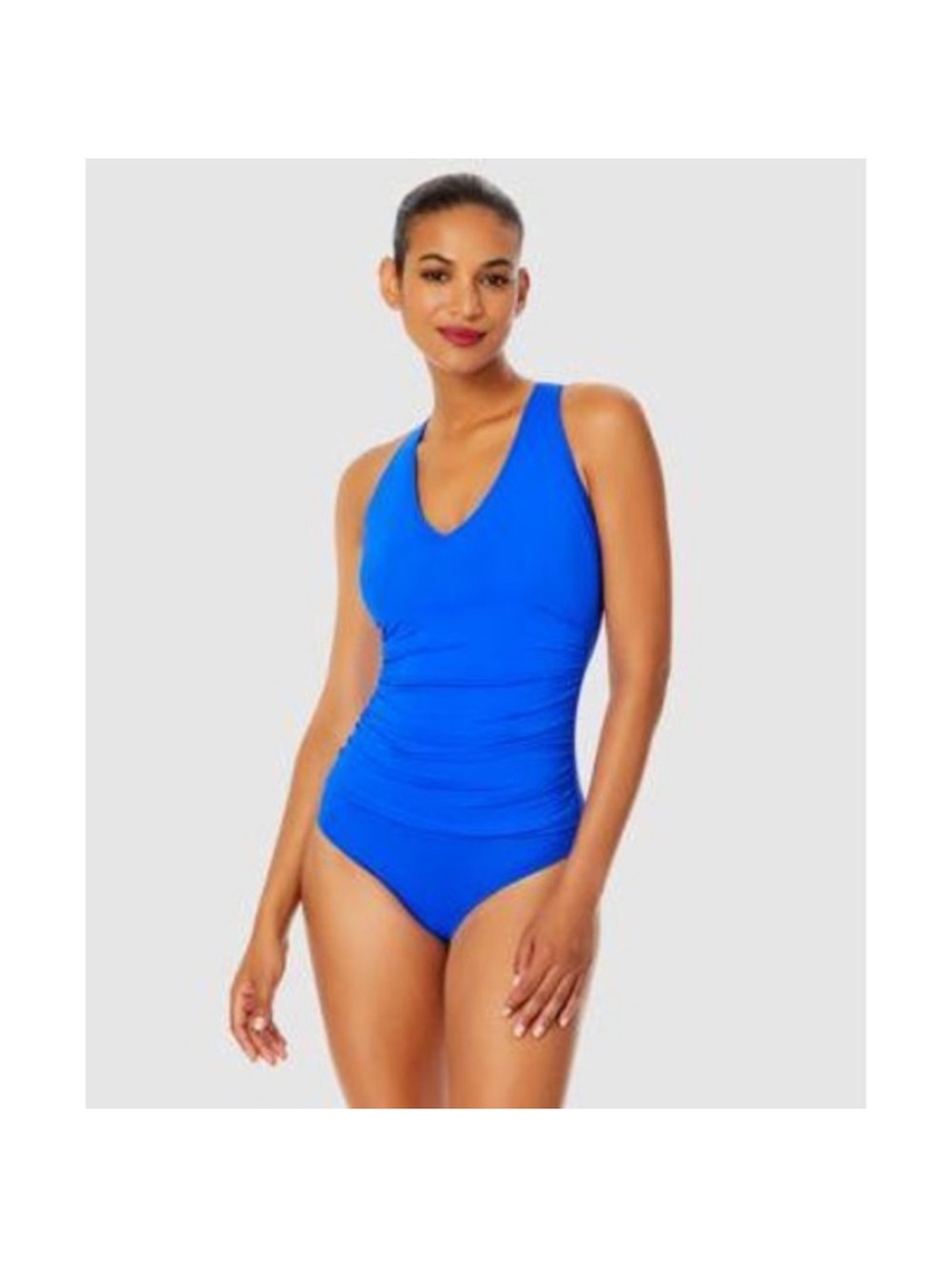 Anne Cole V-Neck One-Piece Swimsuit in Royal Blue